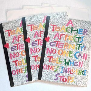 Set of 3 1990's Vintage Teacher Valentine Cards Henry Brooks Adams Quote